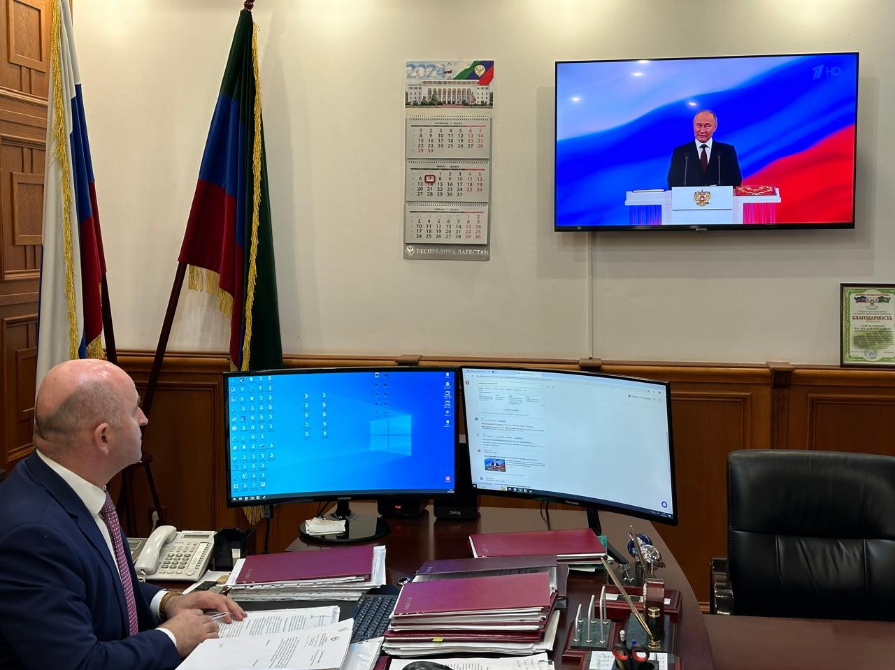 Председатель Комитета по лесному хозяйству РД Вагаб Абдулхамидов в прямом эфире смотрел инаугурацию Президента России